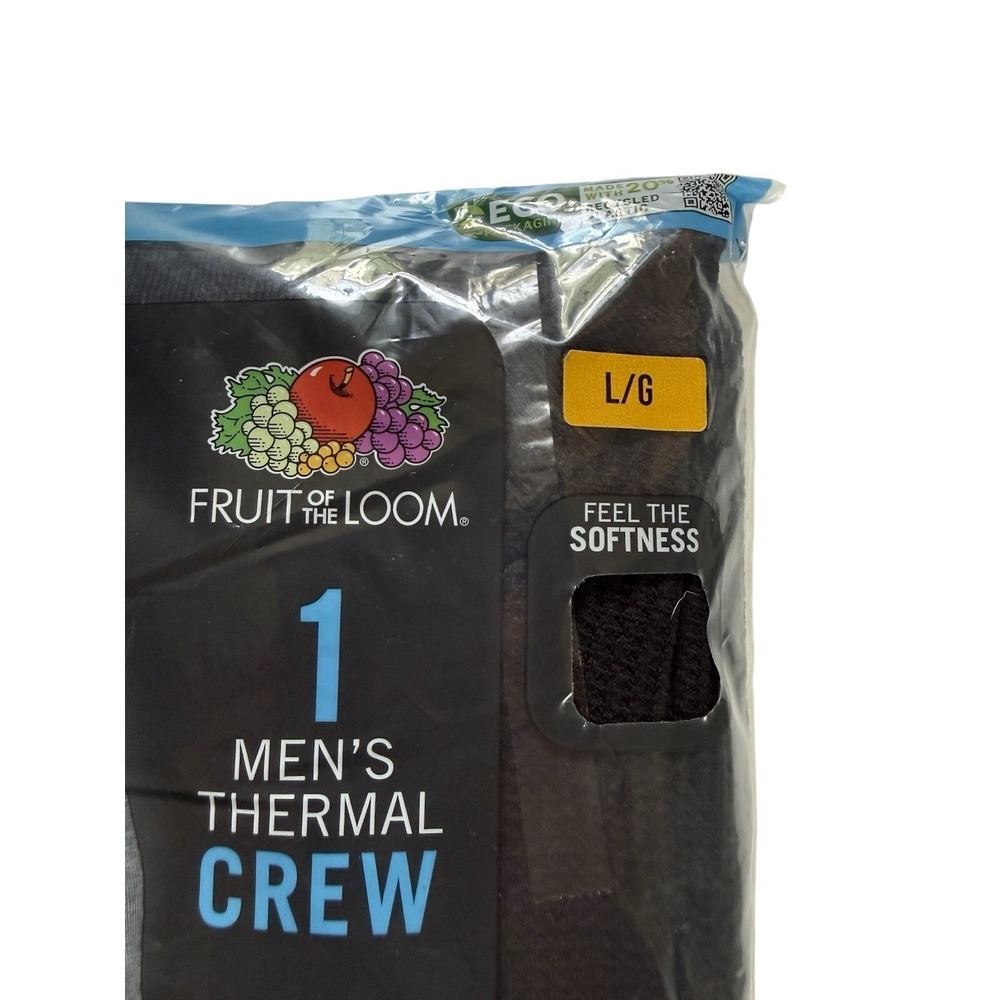 Fruit Of The Loom‎ Black Thermal Crew 1pk Mens Large